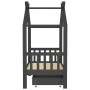 Estructura de cama infantil y cajón madera pino gris 70x140cm