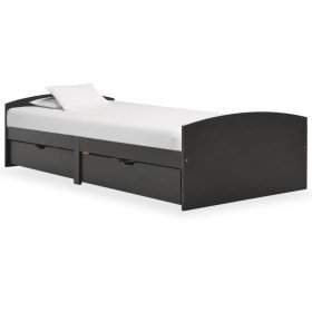 Estructura de cama con 2 cajones sin colchón gris 90x200 cm Estructura de cama con 2 cajones sin colchón gris 90x200 cm