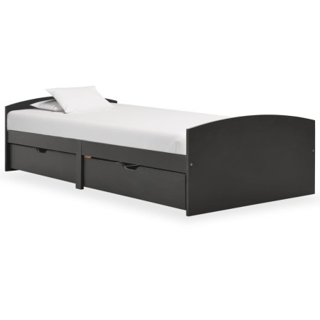 Estructura de cama con 2 cajones sin colchón gris 90x200 cm