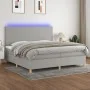 Box spring bed with fabric mattress and light gray LED 200x200 cm by vidaXL, Beds and slatted bases - Ref: Foro24-3135301, Pr...