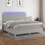 Cama box spring con colchón tela y LED gris claro 200x200 cm de vidaXL, Camas y somieres - Ref: Foro24-3135301, Precio: 639,5...