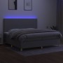 Cama box spring con colchón tela y LED gris claro 200x200 cm de vidaXL, Camas y somieres - Ref: Foro24-3135301, Precio: 639,5...