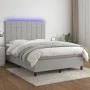Box spring bed mattress and LED lights light gray fabric 140x190 cm by vidaXL, Beds and slatted bases - Ref: Foro24-3134869, ...