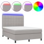 Cama box spring colchón y luces LED tela gris claro 140x190 cm de vidaXL, Camas y somieres - Ref: Foro24-3134869, Precio: 525...