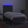 Cama box spring colchón y luces LED tela gris oscuro 80x200 cm de vidaXL, Camas y somieres - Ref: Foro24-3135310, Precio: 335...