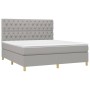 Box spring bed mattress and LED lights light gray fabric 160x200 cm by vidaXL, Beds and slatted bases - Ref: Foro24-3135685, ...