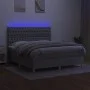 Box spring bed mattress and LED lights light gray fabric 160x200 cm by vidaXL, Beds and slatted bases - Ref: Foro24-3135685, ...
