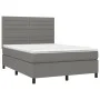 Box spring bed mattress and LED lights dark gray fabric 140x190 cm by vidaXL, Beds and slatted bases - Ref: Foro24-3134950, P...
