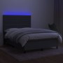 Box spring bed mattress and LED lights dark gray fabric 140x190 cm by vidaXL, Beds and slatted bases - Ref: Foro24-3134950, P...