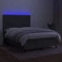 Box spring bed mattress and LED lights dark gray fabric 140x190 cm by vidaXL, Beds and slatted bases - Ref: Foro24-3134950, P...