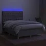 Box spring bed mattress and LED lights light gray fabric 140x200 cm by vidaXL, Beds and slatted bases - Ref: Foro24-3135677, ...