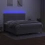 Box spring bed mattress and LED lights light gray fabric 160x200 cm by vidaXL, Beds and slatted bases - Ref: Foro24-3134885, ...