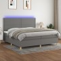 Cama box spring colchón y luces LED tela gris claro 200x200 cm