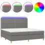 Box spring bed mattress and LED lights light gray fabric 200x200 cm by vidaXL, Beds and slatted bases - Ref: Foro24-3135382, ...