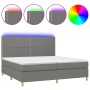 Boxspringbettmatratze und LED-Leuchten hellgrauer Stoff 200x200 cm von vidaXL, Betten und Lattenroste - Ref: Foro24-3135382, ...