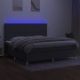 Cama box spring colchón y luces LED tela gris claro 200x200 cm