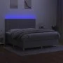 Box spring bed mattress and LED lights light gray fabric 160x200 cm by vidaXL, Beds and slatted bases - Ref: Foro24-3135445, ...
