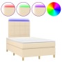 Cama box spring con colchón y LED tela crema 120x200 cm de vidaXL, Camas y somieres - Ref: Foro24-3135426, Precio: 421,41 €, ...