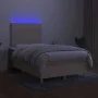 Box spring bed with mattress and LED cream fabric 120x200 cm by vidaXL, Beds and slatted bases - Ref: Foro24-3135426, Price: ...