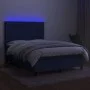 Box spring bed mattress and LED lights blue fabric 140x200 cm by vidaXL, Beds and slatted bases - Ref: Foro24-3134963, Price:...