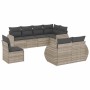 Set de sofás de jardín 8 pzas y cojines ratán sintético gris