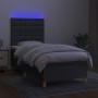 Boxspringbettmatratze und LED-Leuchten dunkelgrauer Stoff 90x200 cm von vidaXL, Betten und Lattenroste - Ref: Foro24-3135726,...