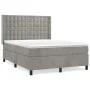 Box spring bed with light gray velvet mattress 140x190 cm by vidaXL, Beds and slatted bases - Ref: Foro24-3132915, Price: 556...