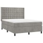 Box spring bed with light gray velvet mattress 140x190 cm by vidaXL, Beds and slatted bases - Ref: Foro24-3132915, Price: 570...