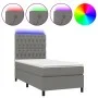 Box spring bed mattress and LED lights dark gray fabric 100x200 cm by vidaXL, Beds and slatted bases - Ref: Foro24-3135094, P...