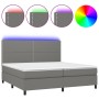 Box spring bed mattress and LED lights light gray fabric 200x200 cm by vidaXL, Beds and slatted bases - Ref: Foro24-3134822, ...