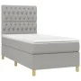 Box spring bed mattress and LED lights light gray fabric 90x190 cm by vidaXL, Beds and slatted bases - Ref: Foro24-3135637, P...