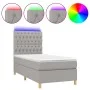 Box spring bed mattress and LED lights light gray fabric 90x200 cm by vidaXL, Beds and slatted bases - Ref: Foro24-3135645, P...