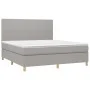 Box spring bed mattress and LED lights light gray fabric 160x200 cm by vidaXL, Beds and slatted bases - Ref: Foro24-3135285, ...