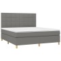 Box spring bed mattress and LED lights dark gray fabric 160x200 cm by vidaXL, Beds and slatted bases - Ref: Foro24-3135446, P...