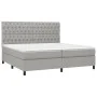 Box spring bed with fabric mattress and light gray LED 200x200 cm by vidaXL, Beds and slatted bases - Ref: Foro24-3135141, Pr...