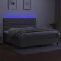 Box spring bed with fabric mattress and light gray LED 200x200 cm by vidaXL, Beds and slatted bases - Ref: Foro24-3135141, Pr...