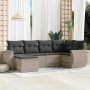 Set de sofás de jardín 6 pzas y cojines ratán sintético gris