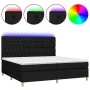 Box spring bed mattress and LED lights black fabric 200x200 cm by vidaXL, Beds and slatted bases - Ref: Foro24-3135703, Price...