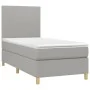 Box spring bed mattress and LED lights light gray fabric 90x190 cm by vidaXL, Beds and slatted bases - Ref: Foro24-3135237, P...