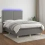 Box spring bed mattress and LED lights dark gray fabric 140x200 cm by vidaXL, Beds and slatted bases - Ref: Foro24-3135358, P...
