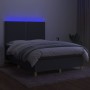 Box spring bed mattress and LED lights dark gray fabric 140x200 cm by vidaXL, Beds and slatted bases - Ref: Foro24-3135358, P...