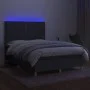 Box spring bed mattress and LED lights dark gray fabric 140x200 cm by vidaXL, Beds and slatted bases - Ref: Foro24-3135358, P...