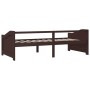 Sofá cama de 3 plazas sin colchón marrón oscuro 90x200 cm