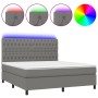 Box spring bed mattress and LED lights dark gray fabric 160x200 cm by vidaXL, Beds and slatted bases - Ref: Foro24-3135126, P...