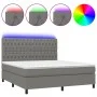 Box spring bed mattress and LED lights dark gray fabric 160x200 cm by vidaXL, Beds and slatted bases - Ref: Foro24-3135126, P...
