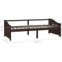 Sofá cama de 3 plazas sin colchón marrón oscuro 90x200 cm