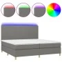 Box spring bed mattress and LED lights light gray fabric 200x200 cm by vidaXL, Beds and slatted bases - Ref: Foro24-3135302, ...