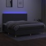 Cama box spring colchón y luces LED tela gris claro 200x200 cm