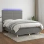 Boxspringbettmatratze und LED-Leuchten dunkelgrauer Stoff 140x200 cm von vidaXL, Betten und Lattenroste - Ref: Foro24-3135518...