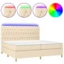 Box spring bed mattress and LED lights cream fabric 200x200 cm by vidaXL, Beds and slatted bases - Ref: Foro24-3135706, Price...
